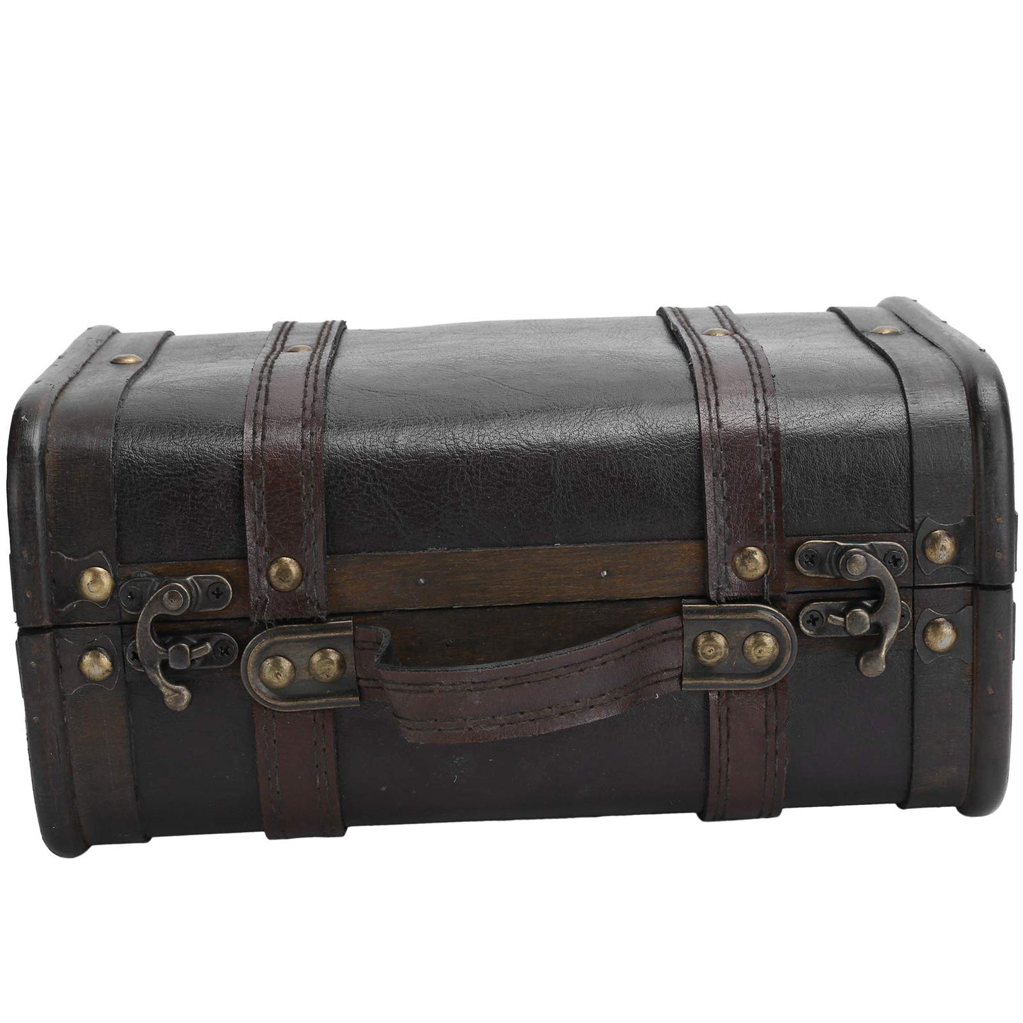 BORDSTRACT Retro Suitcase, Vintage Wooden Suitcase with Buckle Lock, Earring Necklace Organizer Case