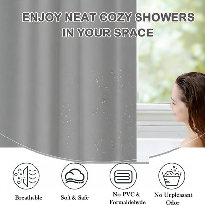 AmzDaKai Shower Curtain PEVA, Waterproof Anti-Mould Bath Curtain with Weight Tape & 12 Hooks, 180x180 cm 71x71 Inch for Bathroom Grey