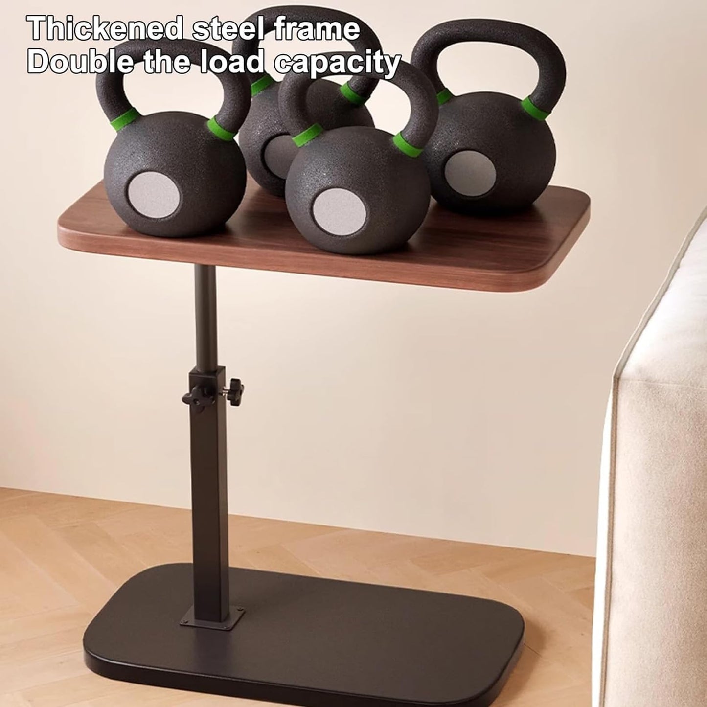 AHSBND Side Table Lifting Laptop Desk: C Shaped End Tables Adjustable Height 360° Swivel Tabletop That Slide Under Bedside Nursing for Coffee Couch