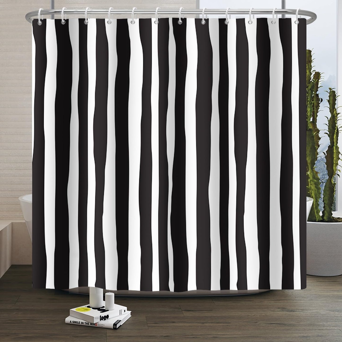 Xiaoterna Stripes Shower Curtain Geometric Line Abstract Modern Luxury Art Bathroom Curtain Modern Geometric Lines Minimalist Shower Curtain Machine