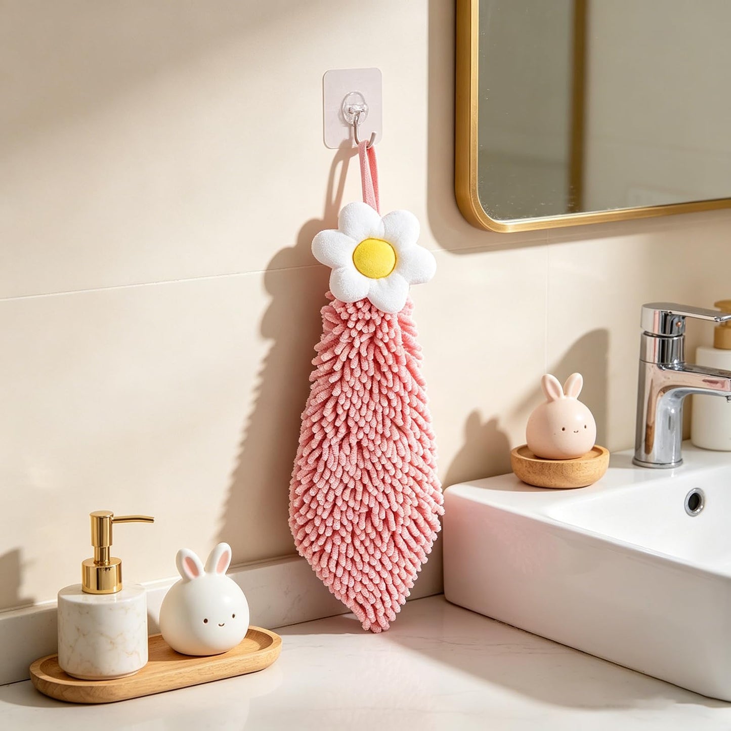 Microfibre Hand Towels,Soft Plush Small Hand Towel Quick-Drying Super Absorbent Chenille Hand Towels with Hanging Loop for Kitchen and