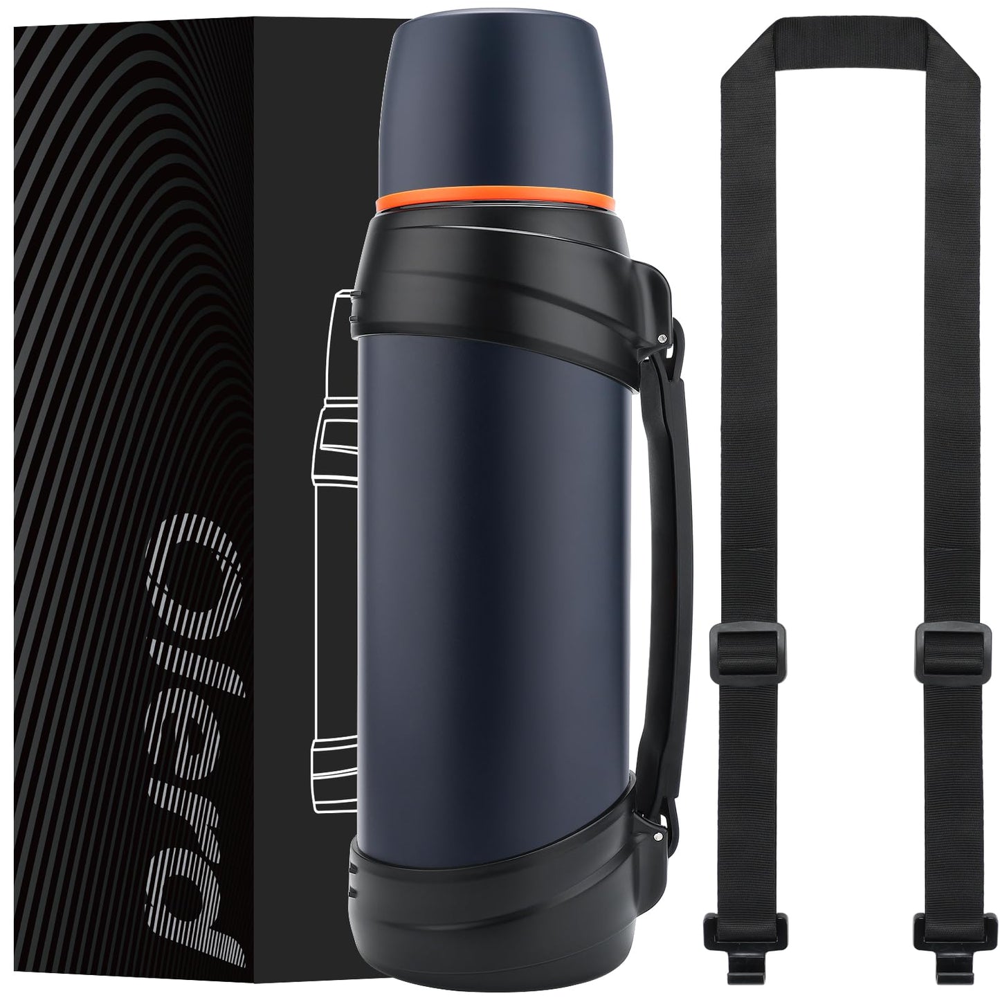 Olerd Large Flask - 2.5l Stainless Steel Insulated Bottle for Travel with BPA Free Cup - Oversized Vacuum Bottle