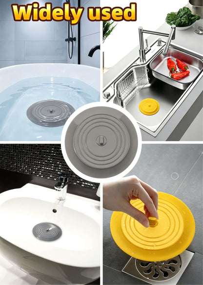RQzaufania 2 Pack 15.3 cm Diameter Silicone Tub Stopper, Drain Stopper Universal Sink Plug for Kitchen Sink & Basin, Bathtub Yellow&Grey
