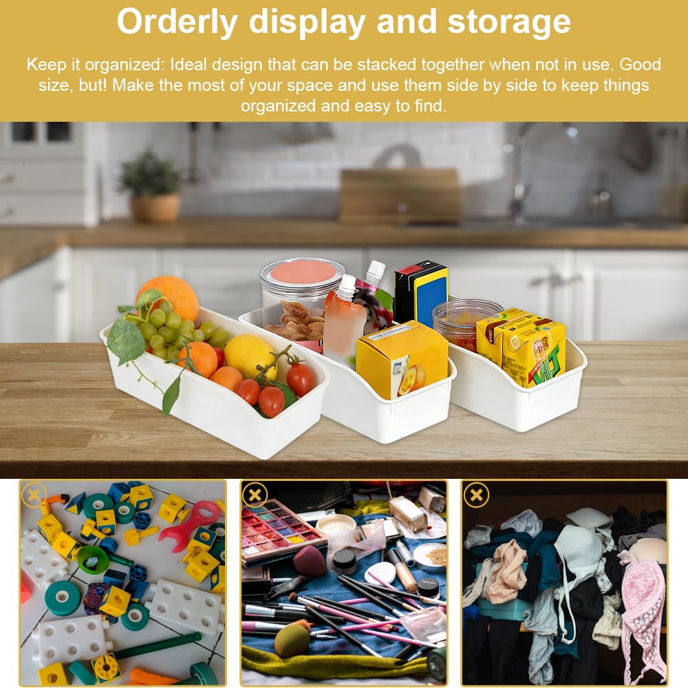 Set of 4 Storage Boxes, Storage Basket, Plastic Organiser Box