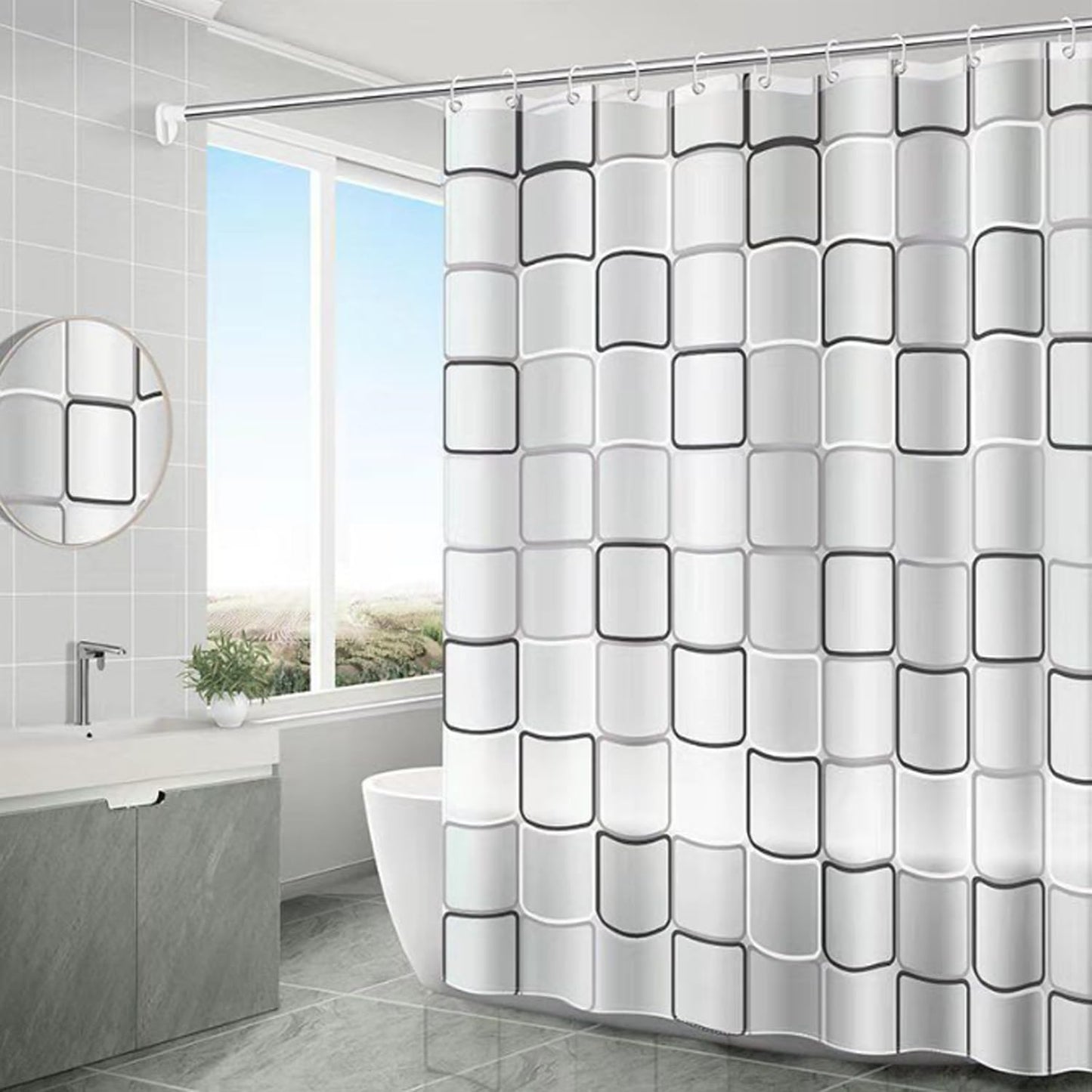 HUIBOHOU Shower Curtain, Mould Proof and Mildew Resistant Washable Bathroom Curtains, Shower Curtain for Bathroom, Bath Curtains with Hooks