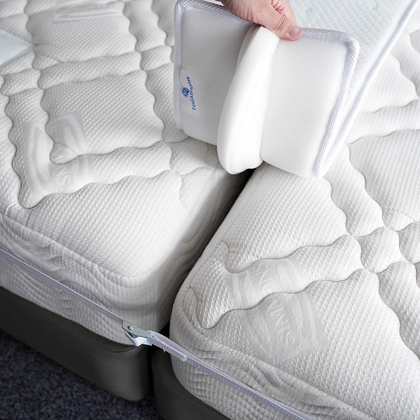 FeelAtHome Bed Bridge Twin to King Converter Kit - Twin Bed Connector King Maker - Bed Gap Filler to Make Twin Beds Into King - 2 Mattress Connector