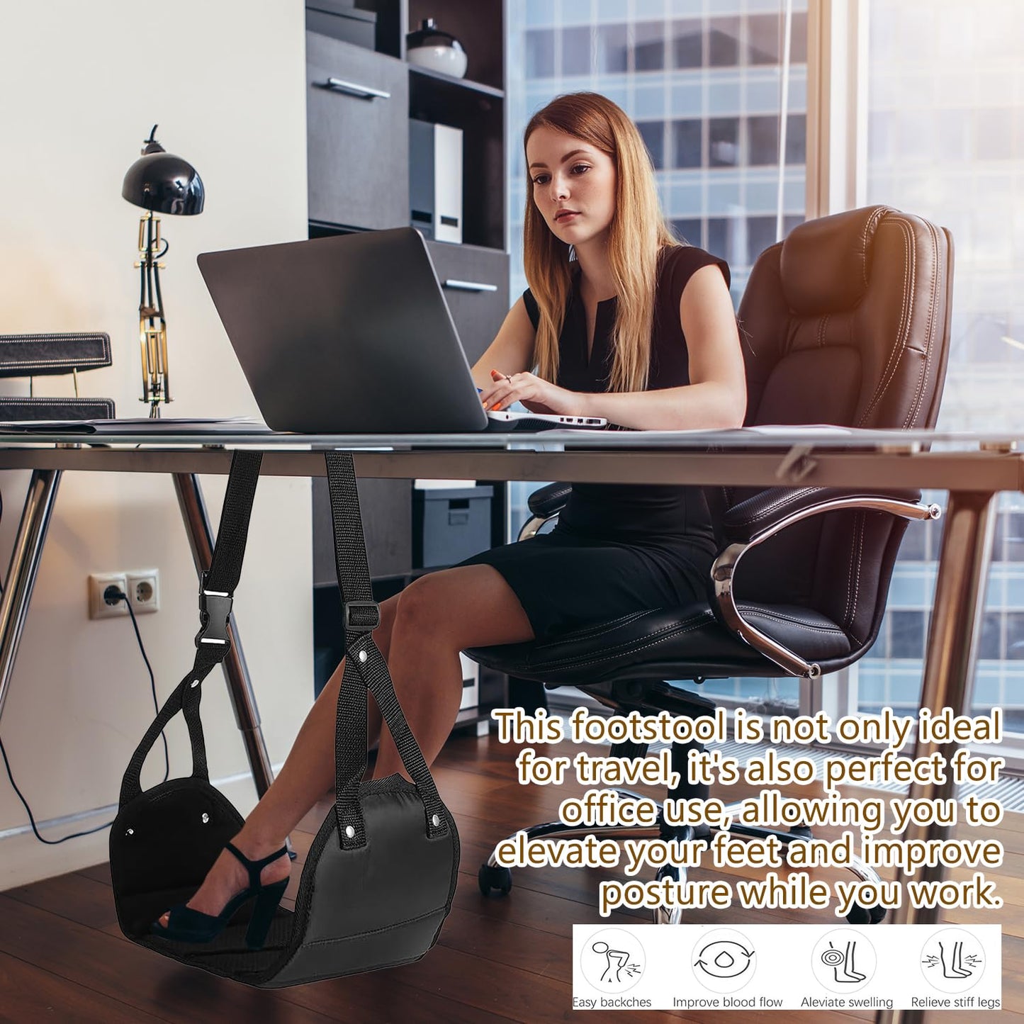 Airplane Foot Rest – Portable Adjustable Foot Hammock for Travel, Comfortable Foot Support for Flights and Road Trips