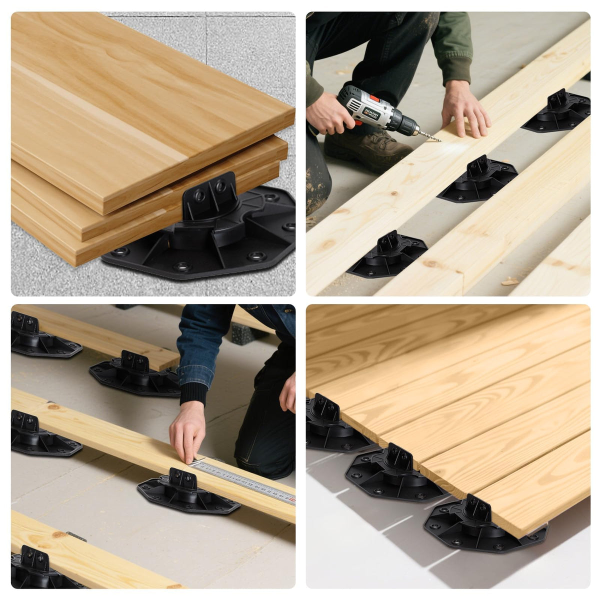 10 Pack Adjustable Decking Pedestal 18-30mm, Heavy Duty Joist Support Riser