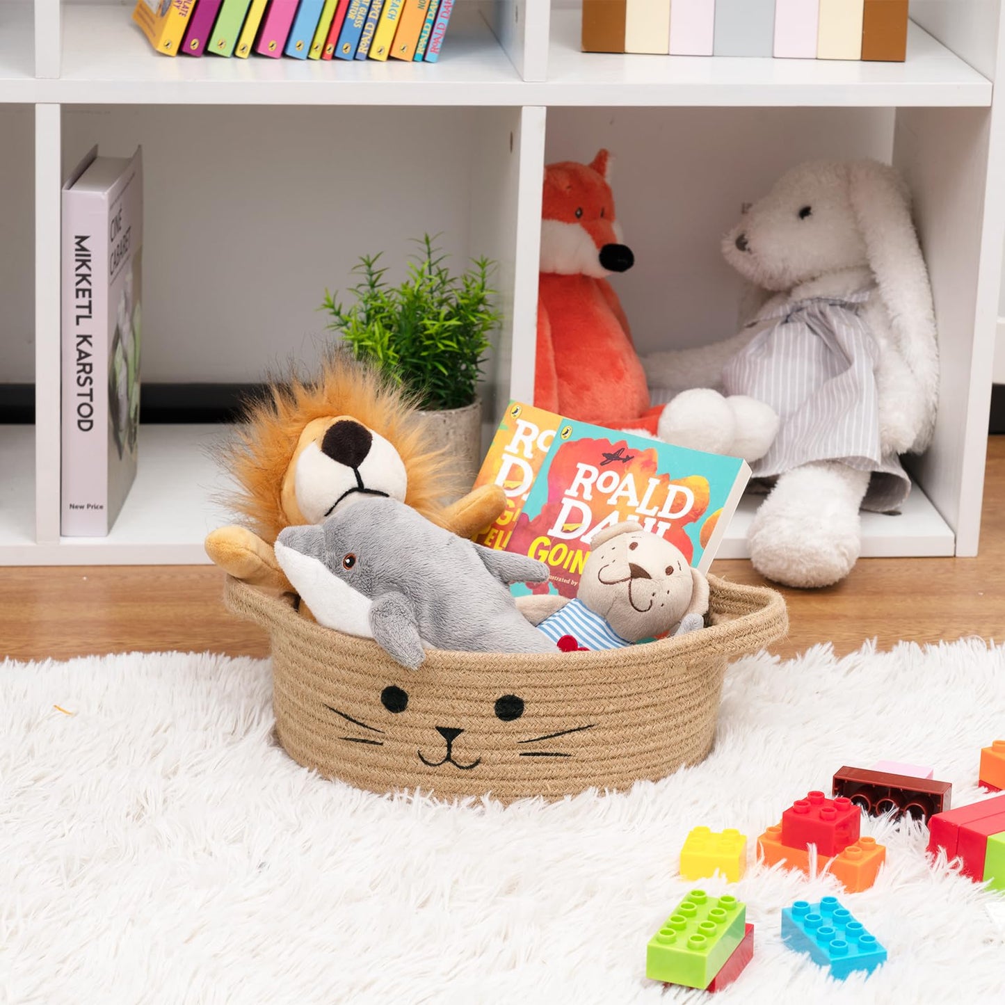 TIMEYARD Small Woven Rope Storage Basket Nursery Toy Basket Jute