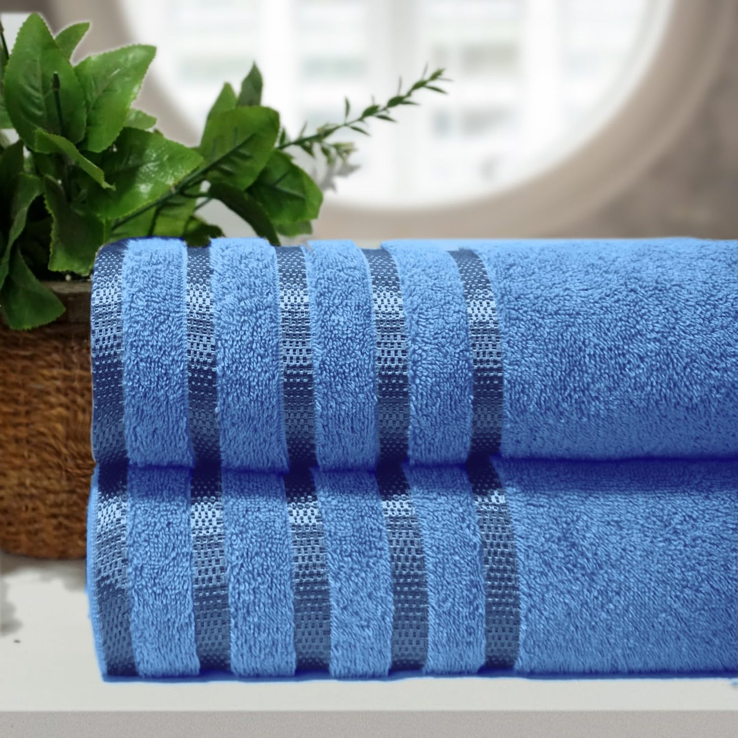 Casabella Deluxe 2 Piece Jumbo Bath sheet 90x180 cm 100% Cotton Extra Large Bath Towels Highly Absorbent Blue Bath sheets Towels