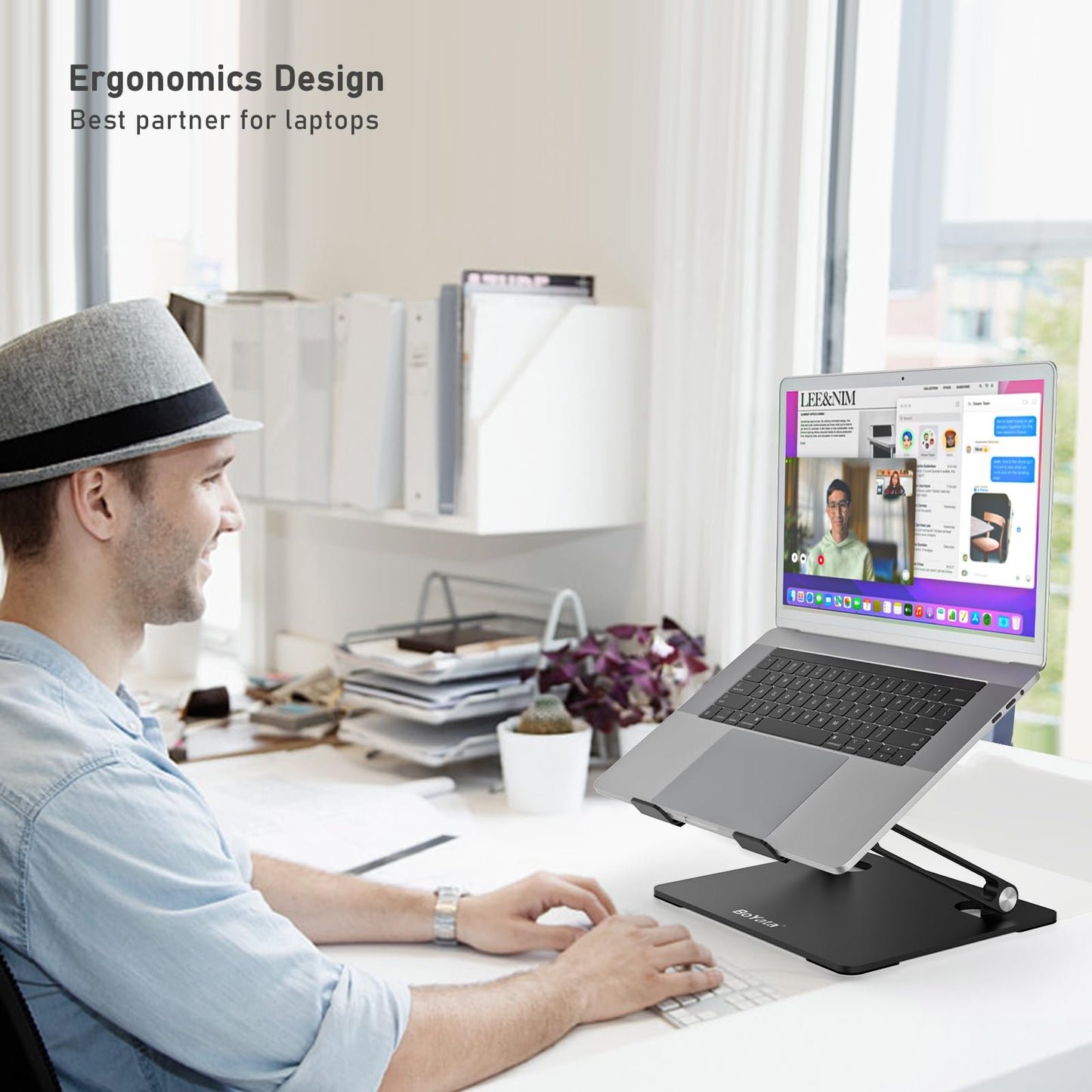 BoYata Laptop Stand, Multi-Angle Adjustable Laptop Riser with Heat-Vent