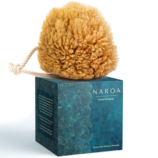 NAROA Natural Exfoliating Loofah Sea Sponges for Bath & Shower | Scrunchie Body Puff Scrubber | Sustainable Eco Gift for Adults (X Large)