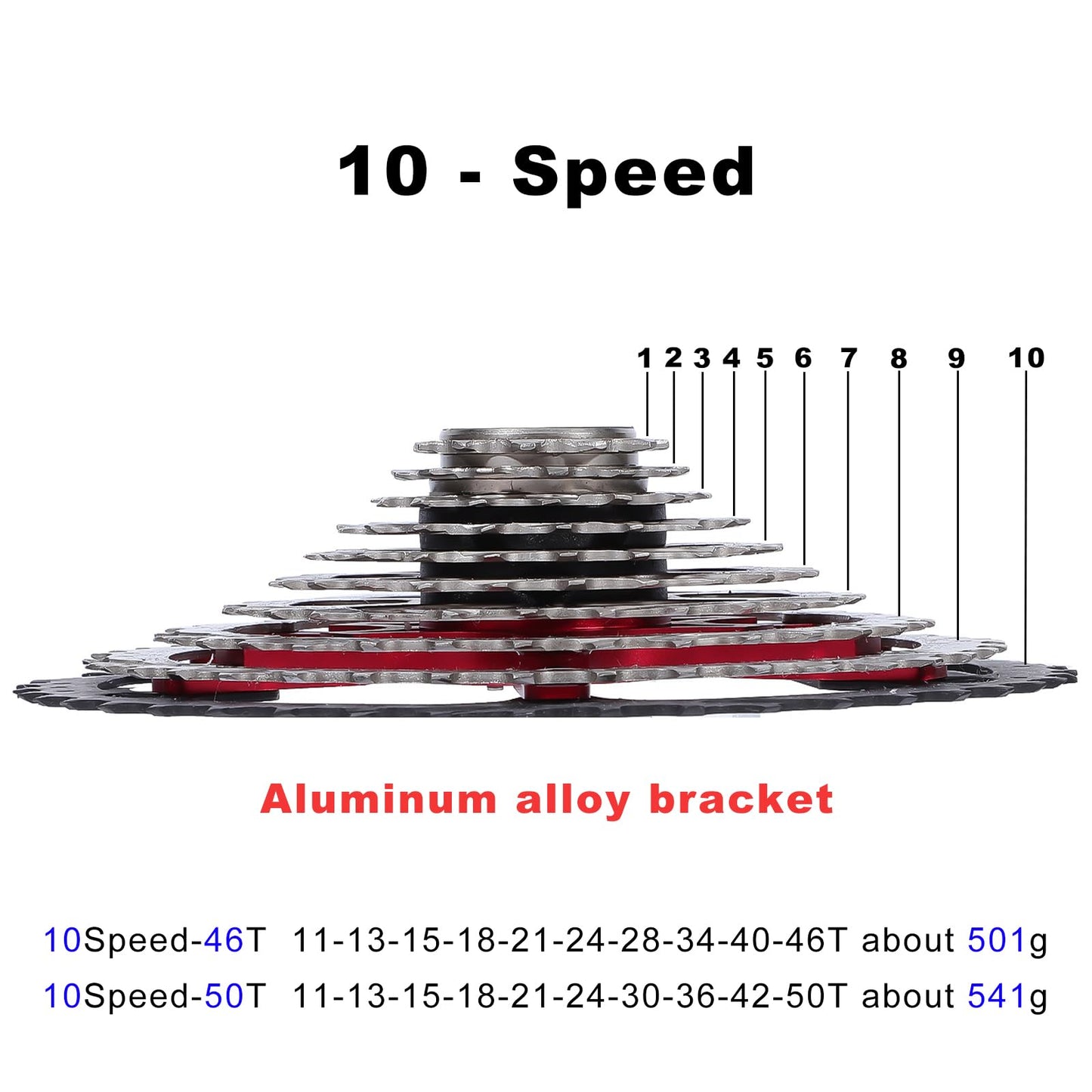 LANXUANR 10 Speed Mountain Bicycle Cassette Fit for MTB Bike, Road Bicycle?Super Light (11-50T)