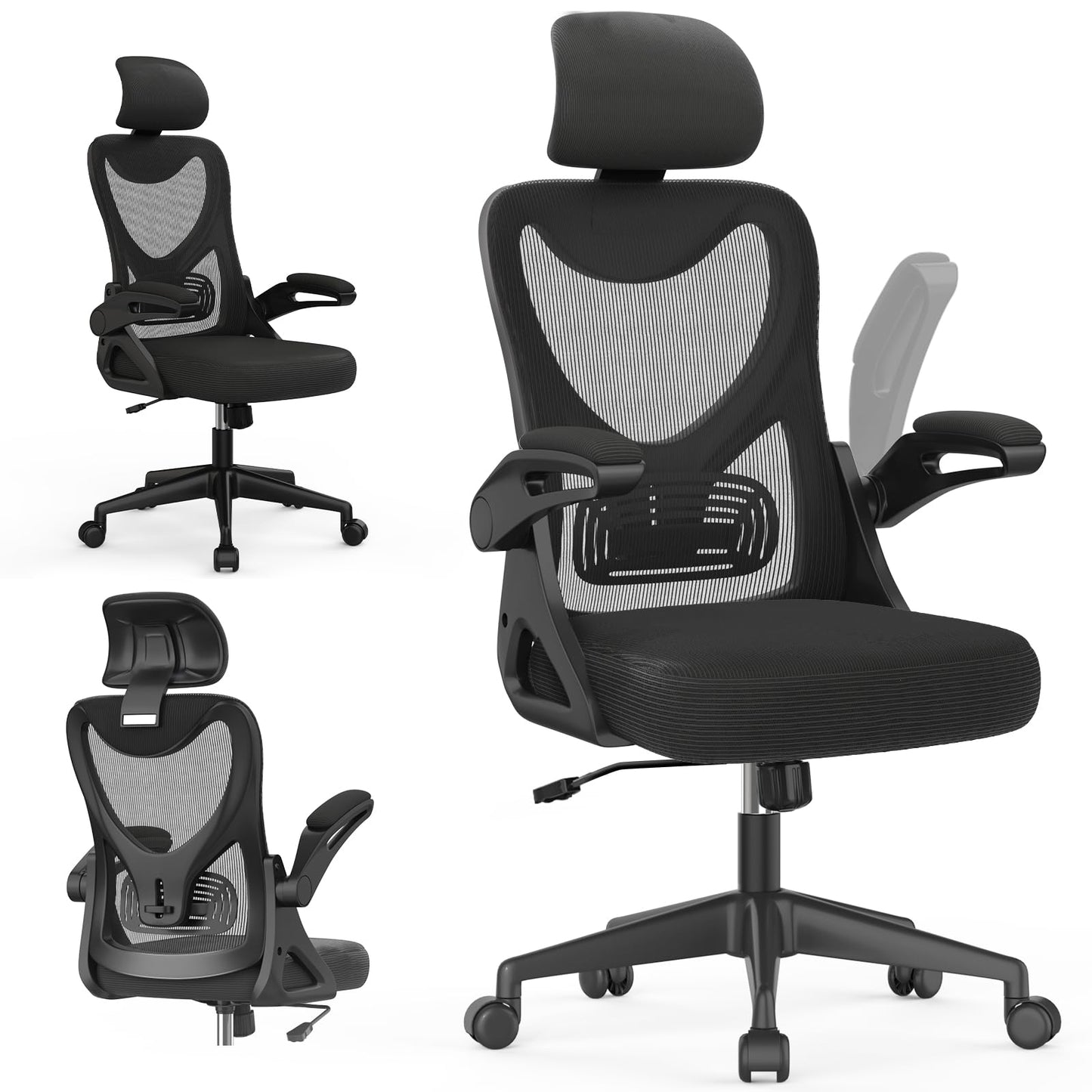 Neezee Office Chair - Ergonomic Desk Chair Breathable Mesh Chair with Adjustable Lumbar Support Headrest