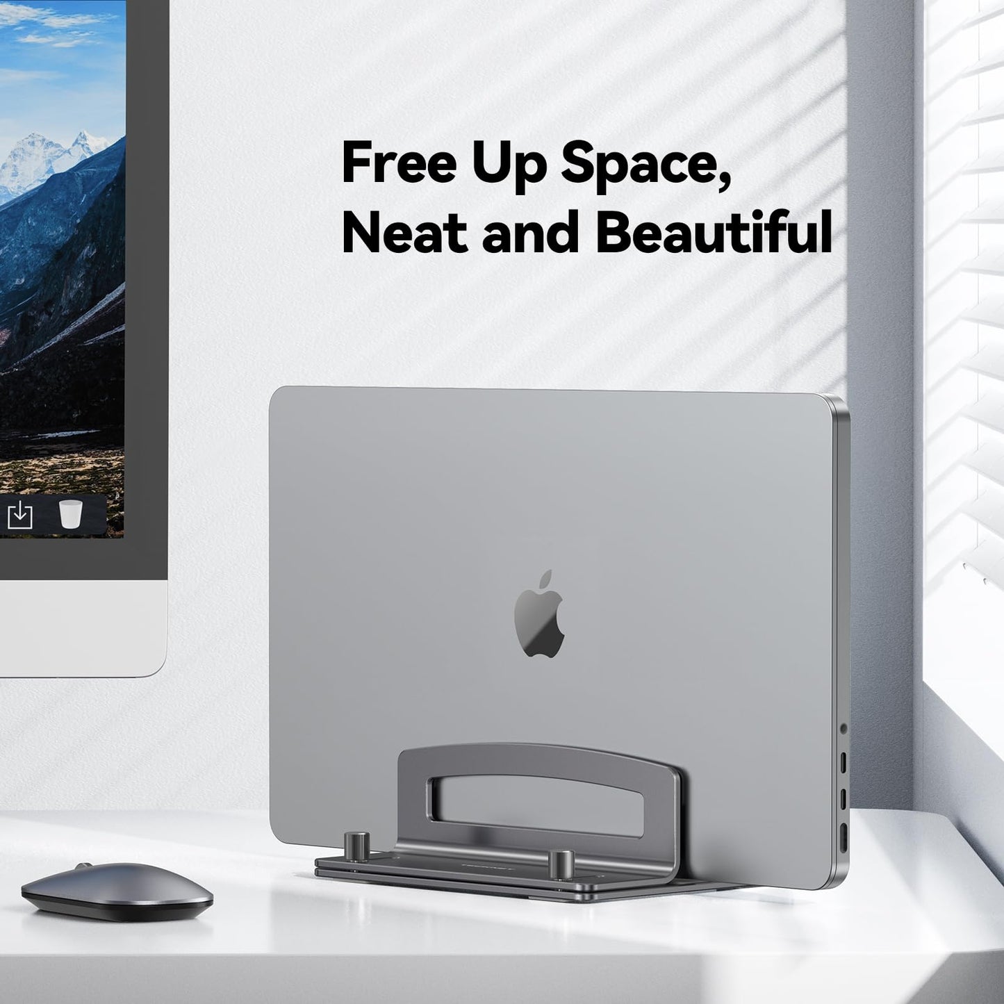 TECKNET Vertical Laptop Stand for Desk with Adjustable Laptop holder (Grey)
