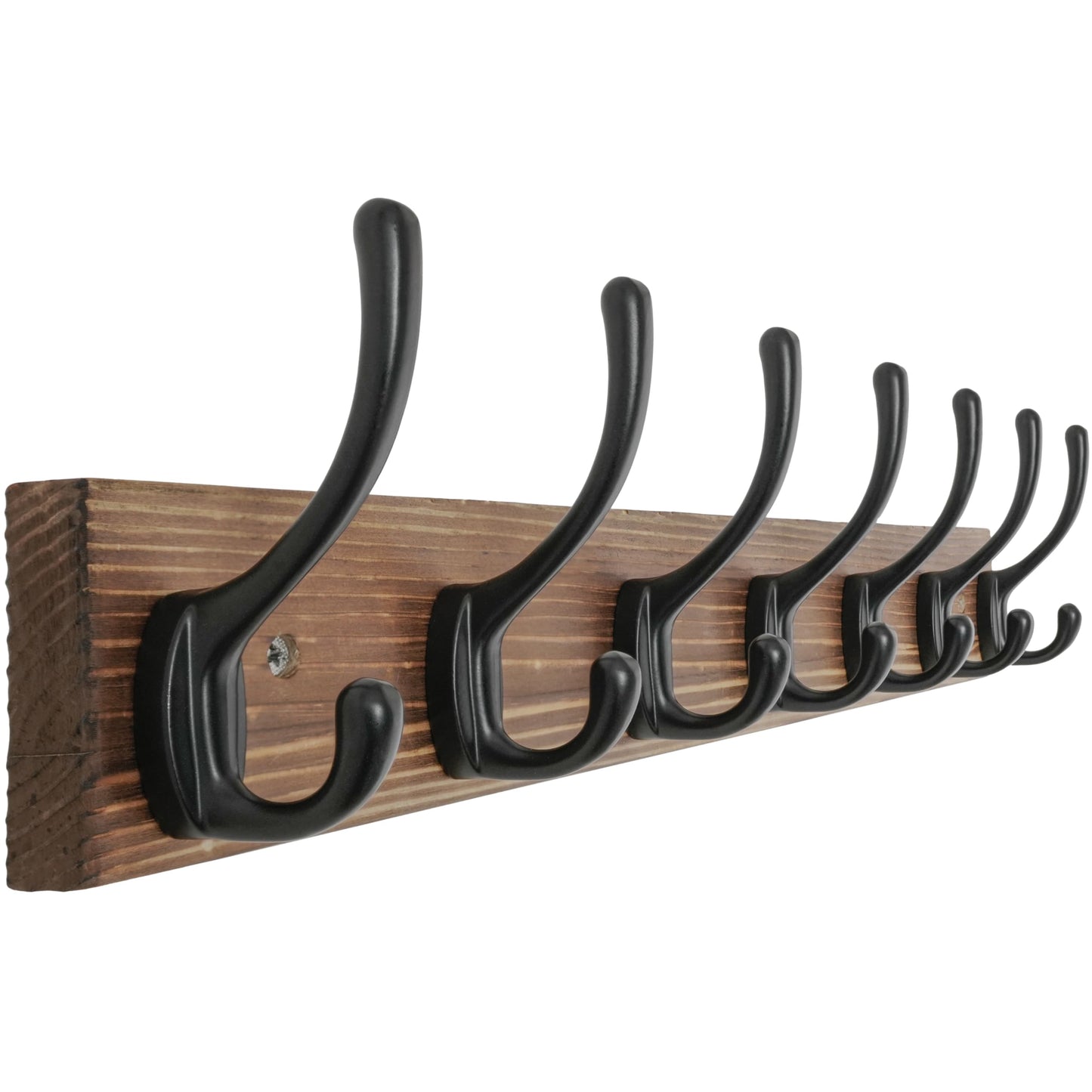 HONSKY Wall Coat Rack with 7 Double Hooks,50cm Wall Coat Hook,Wooden Coat and Towel Hanger Storage for Entryway, Bathroom, Bedroom