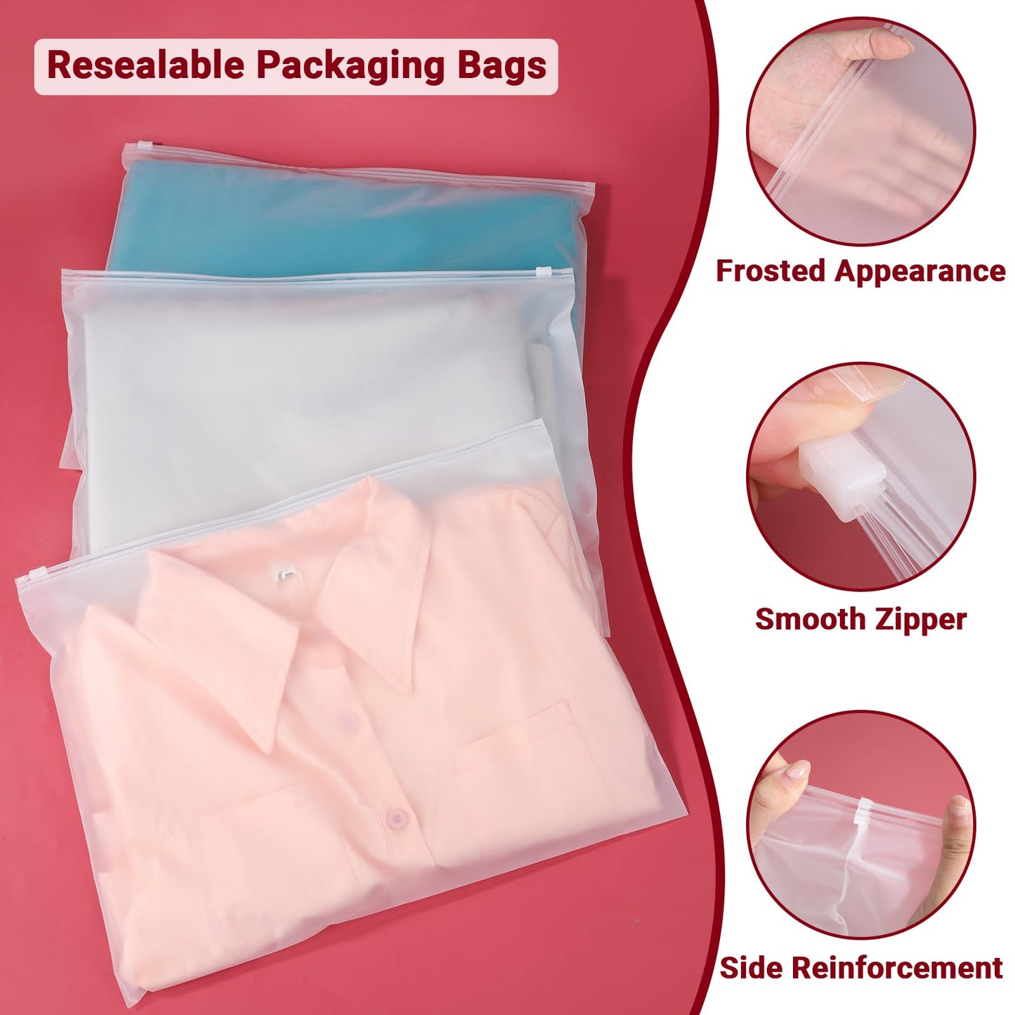 Svaldo Zip Lock Bags Large, 50Pcs 40 * 30cm Frosted Bags for Clothes, Reusable and Moth Proof, Storage Solutions for Books, Documents, Toys