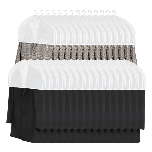 Univivi Shoulder Covers for Clothes (Set of 30) Breathable Garment Dust Covers Protectors with 2" Gusset for Suit, Coats, Jackets, Dress Closet