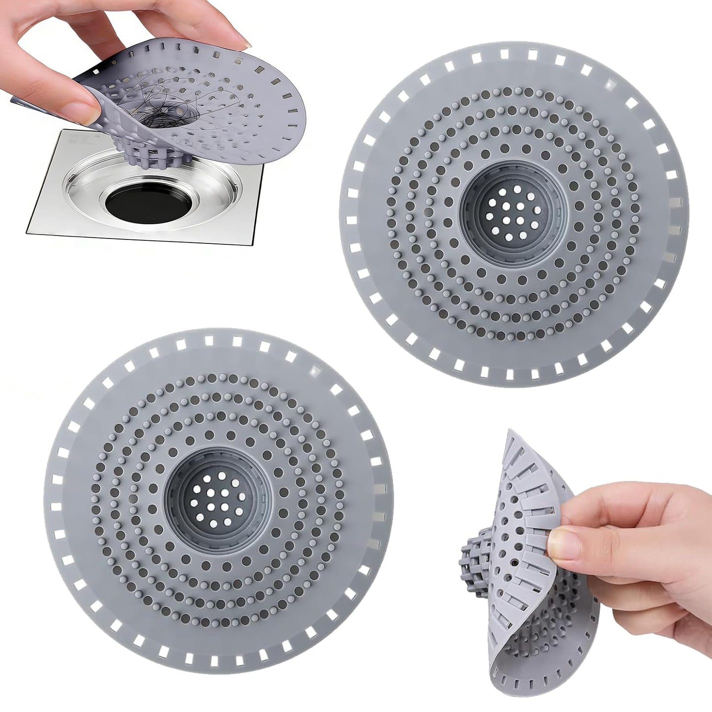 2 Pack Hair Catcher For Shower Drain, Silicone Shower Drain Hair Catcher, Shower Drain Cover Hair Trap