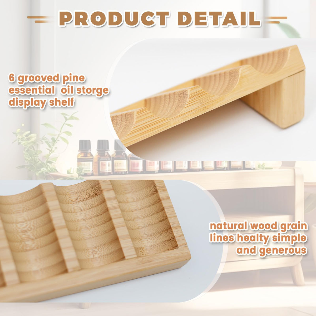 Honicemar 6 - Slot Wooden Essential Oil Holder Aromatherapy Organizer - 2Pcs, Essential Oil Bottles Display Rack & Storage Stand Holder