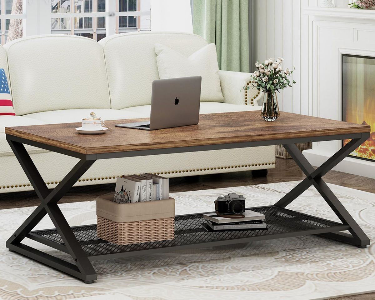 LVB Coffee Table for Living Room Coffee Tables Storage 120cm Rustic Brown