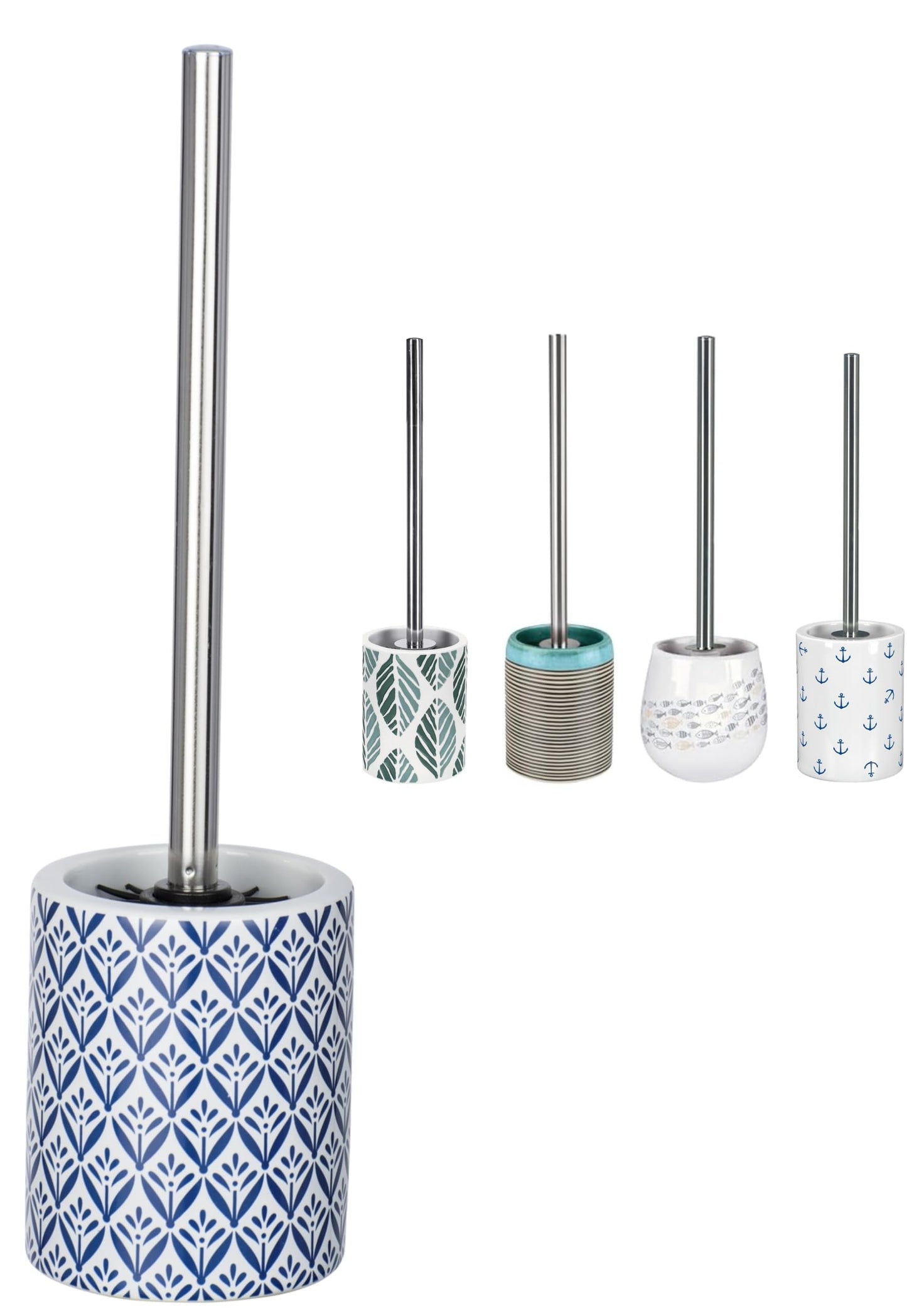 KW Pottery Ceramic Toilet Brush and Holder (Lorca Blue)