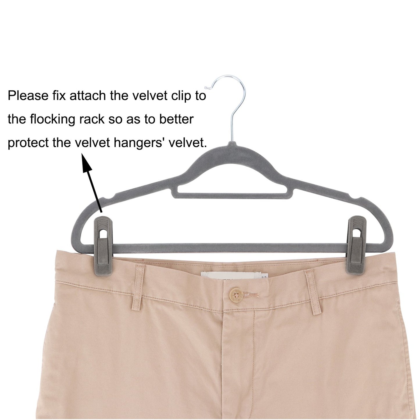 Corodo Non-Slip Velvet Hangers Clips, 20 Pack Strong Coat Hanger Clips Grey