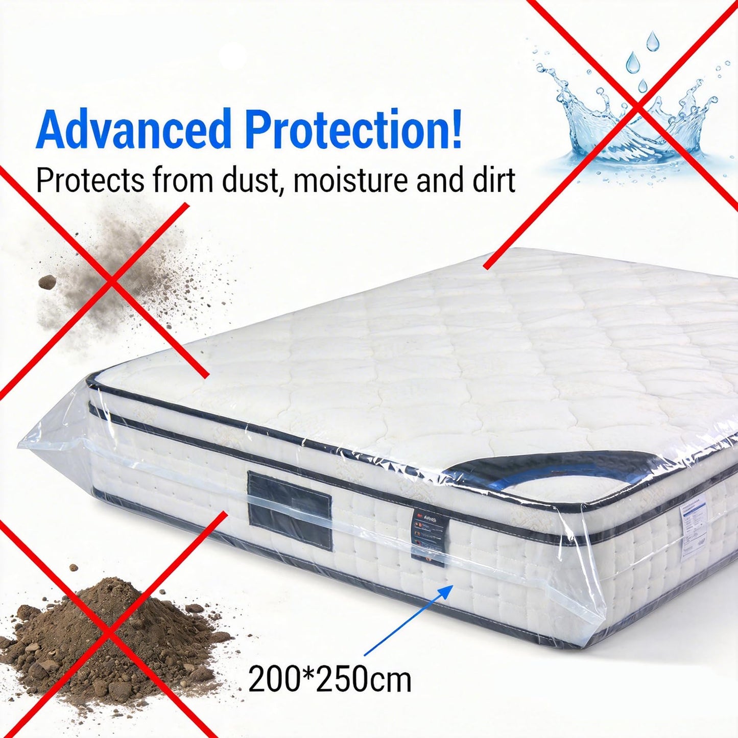 MeiQraft King Size Mattress Vacuum Storage Bag 200×250cm with 4 Straps & 2 Seal Clips for Memory Foam, Latex Mattresses