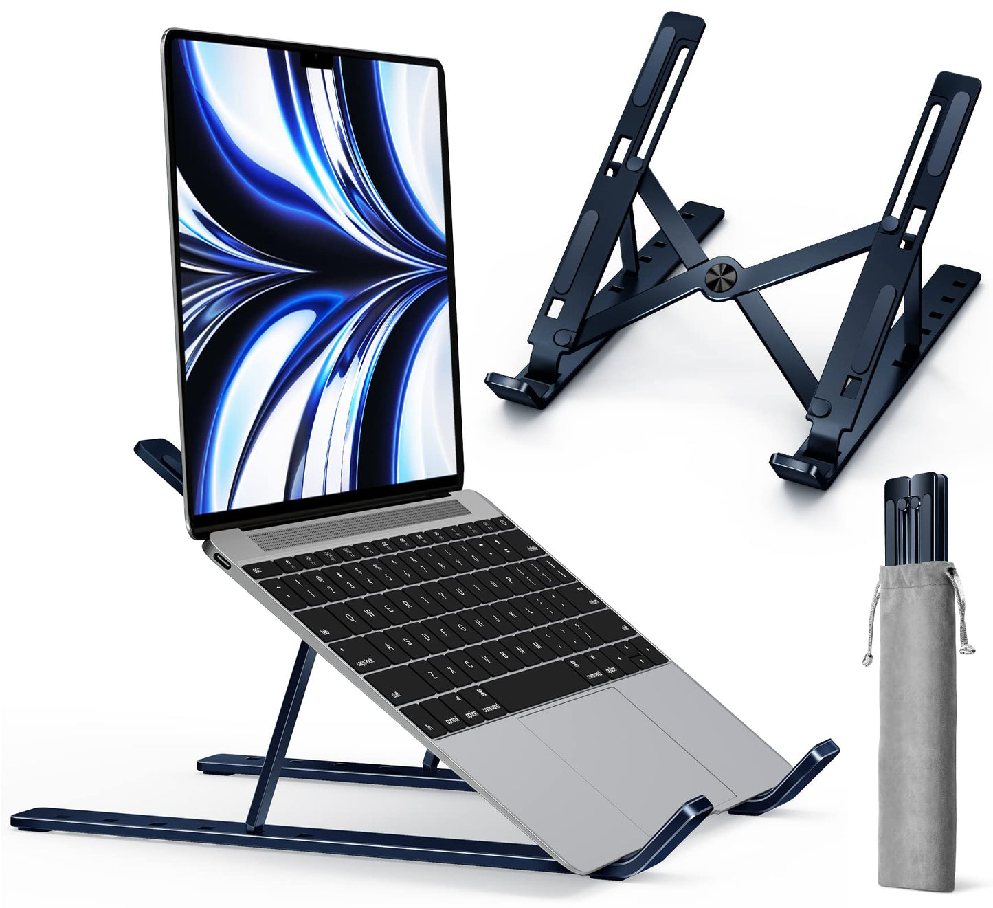 ivoler Laptop Stand, Laptop Holder Riser Computer Tablet Stand, 6 Angles Adjustable Aluminum Ergonomic Foldable Portable Desktop Holder Compatible