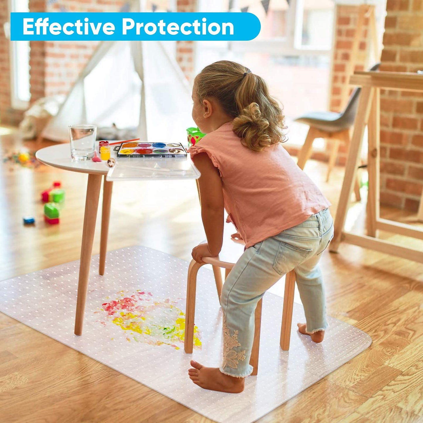 Rectangular Chair Mat for Carpet Protection, Clear Transparent PVC Floor Carpet Protector