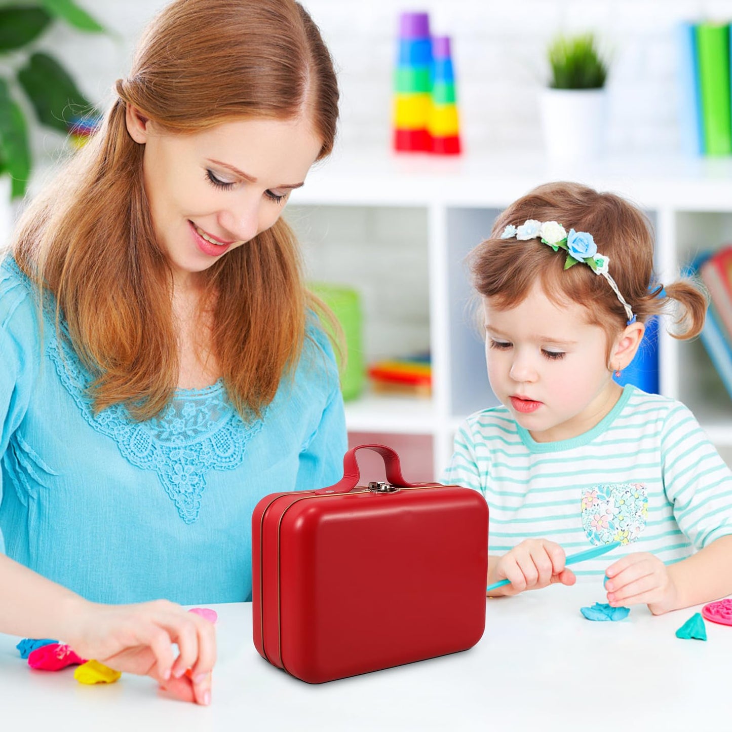 Alipis Toy Storage Box Boxes Retro Decor Toys Black Storage Bins Wedding Gif Boxes Mini Suitcase Pencils Case Small Suitcase Makeup Case Tiny Red Iron