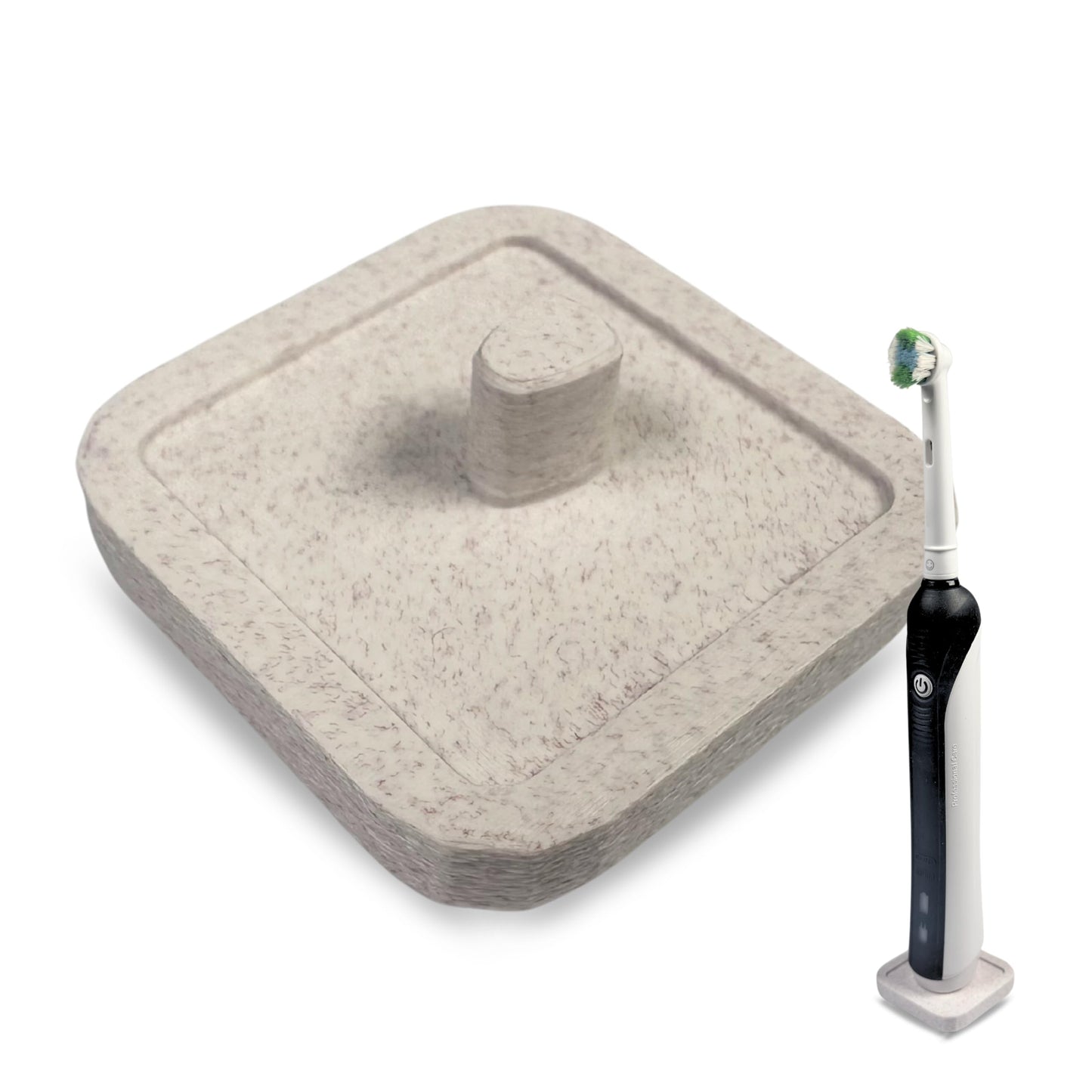 Electric Toothbrush Holder Stand Compatible with Oral-B (Marble Chestnut, Single)
