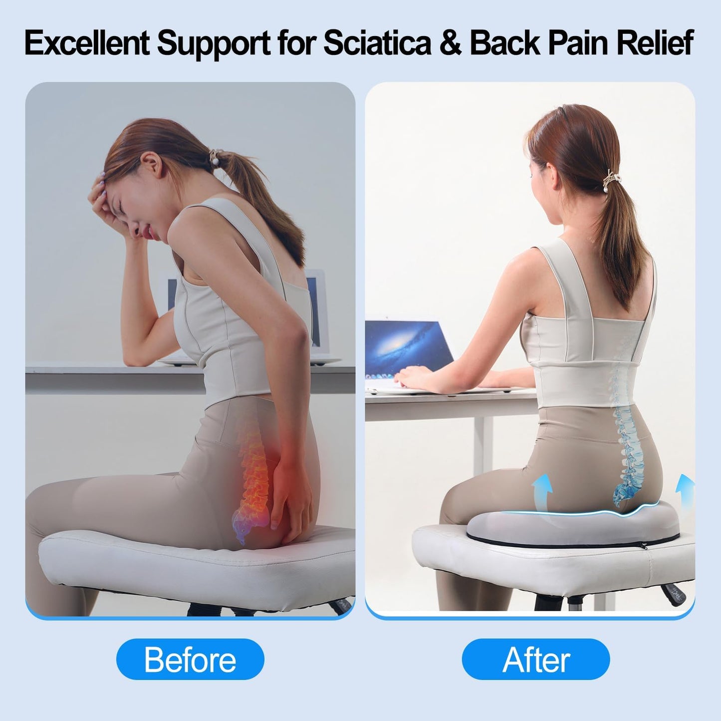 FALSKT Donut Cushion Coccyx Cushion for Tailbone Pain Relief Hemorrhoids