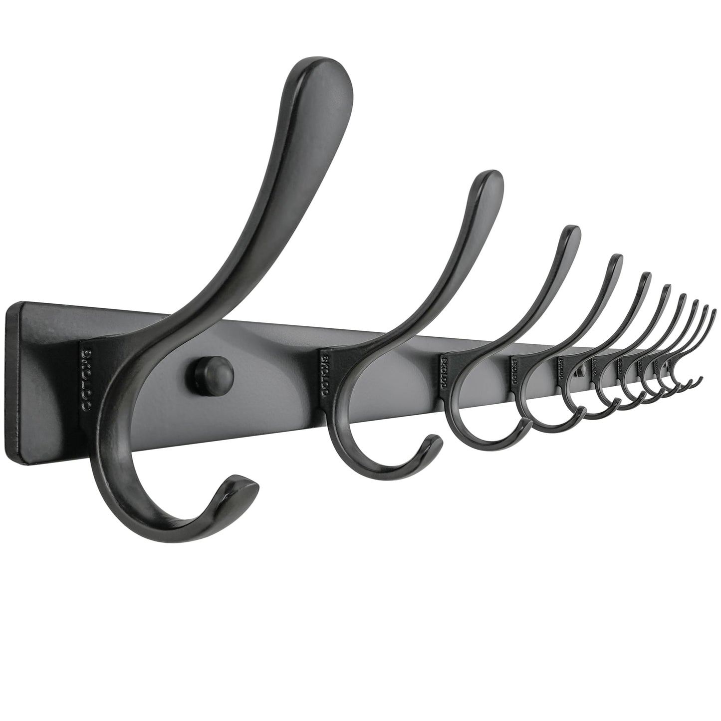 SKOLOO Coat Rack Wall Mounted - 10 Hooks, Heavy Duty, Stainless Steel, Metal Wall Coat Hanger, Sturdy Wall Hooks for Hanging Coat, Jacket, Clothes