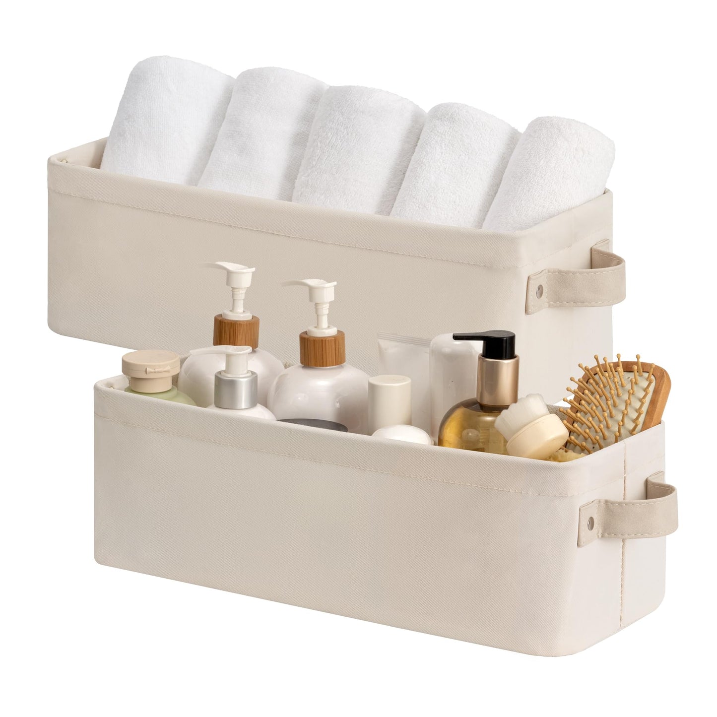 StorageWorks Narrow Storage Boxes, Small Baskets for Organising Toy, Long Storage Baskets with Handles, Rectangle Fabric Storage Boxes