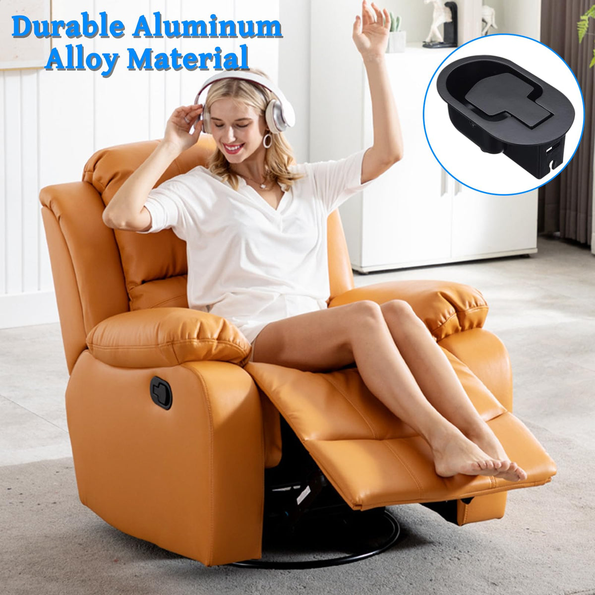 NEUSID 2 Pcs Recliner Chair Parts, Universal Sofa Couch Recliner Chair Release Pull Handle Replacement Parts Aluminum Alloy Thicken Handle Only