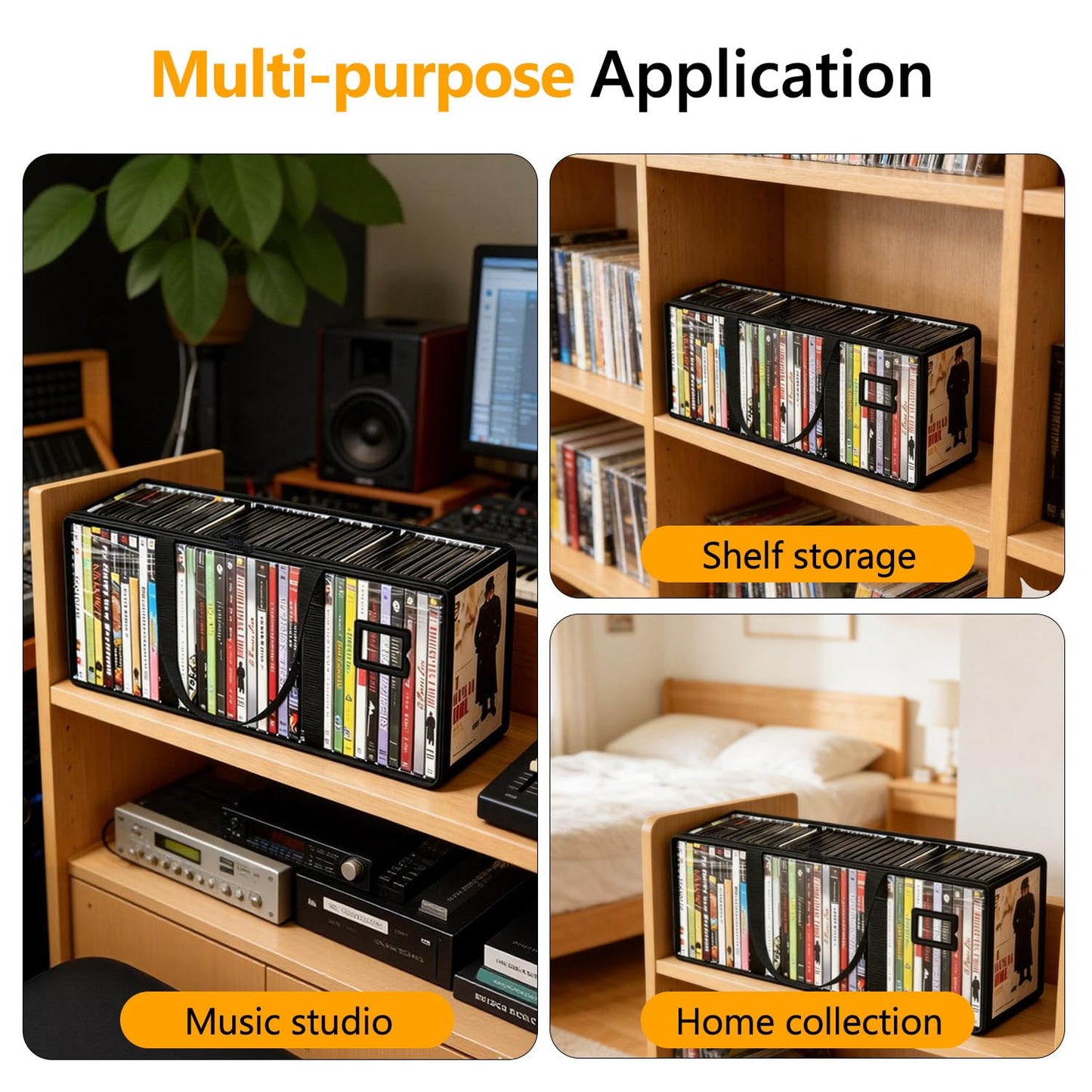 GNEGNI LIFE DVD Storage Bags, Clear PVC DVD Storage Boxes for 160 DVDs (40 Each), Portable CD Storage Boxes with Zipper & Handles