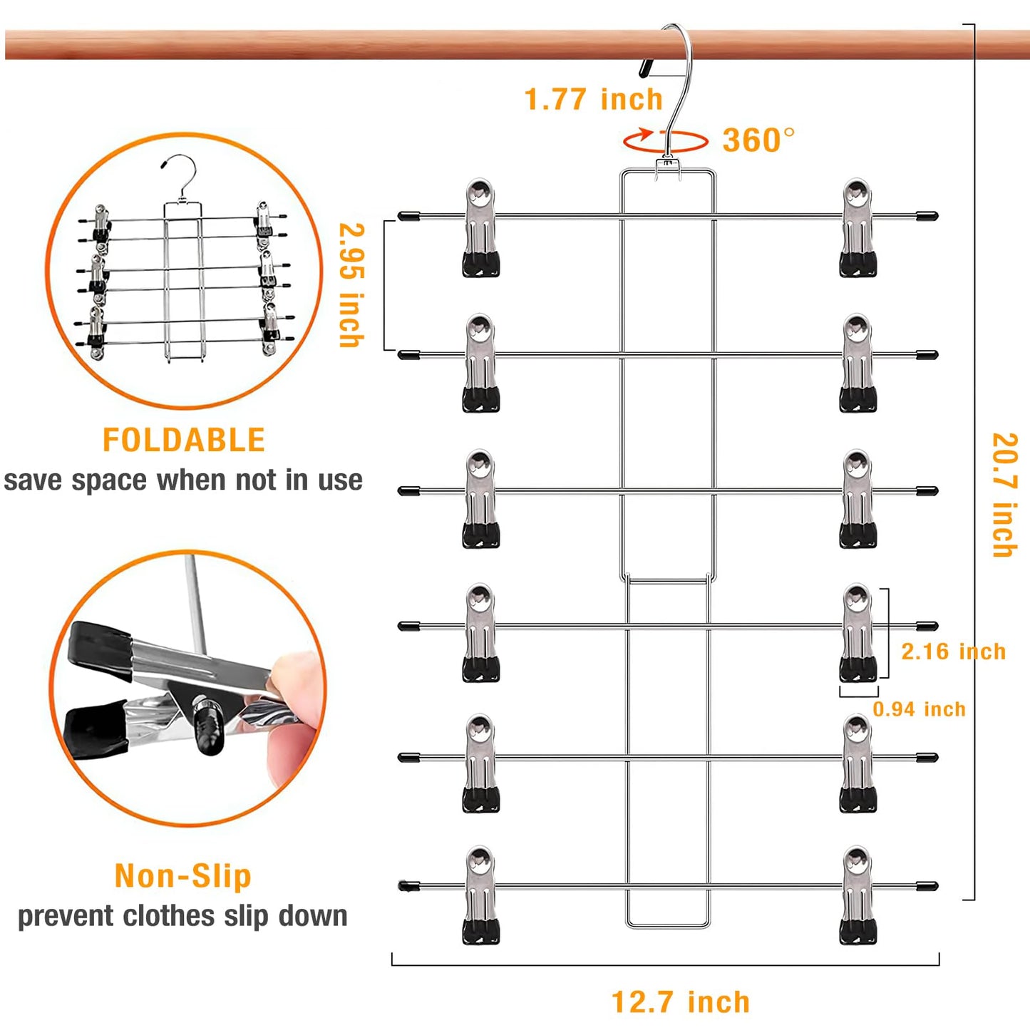 2 Pcs Closet Organizer, 8 Tier Tank Top Hanger and 6 Tier Skirt Hangers with Clips for Women, Bra Tie Jeans Pants and Storage Space Saving
