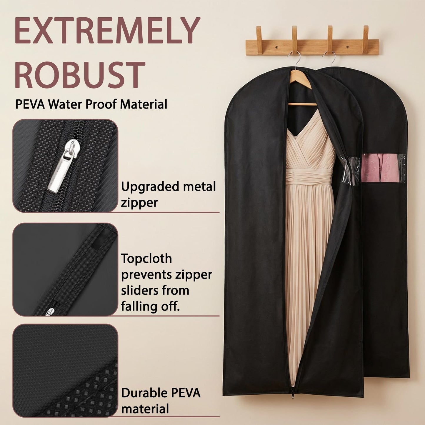 YANJINGSHE Suit Bag, Oxford Garment Bag 60-165cm, 2 Pack Black