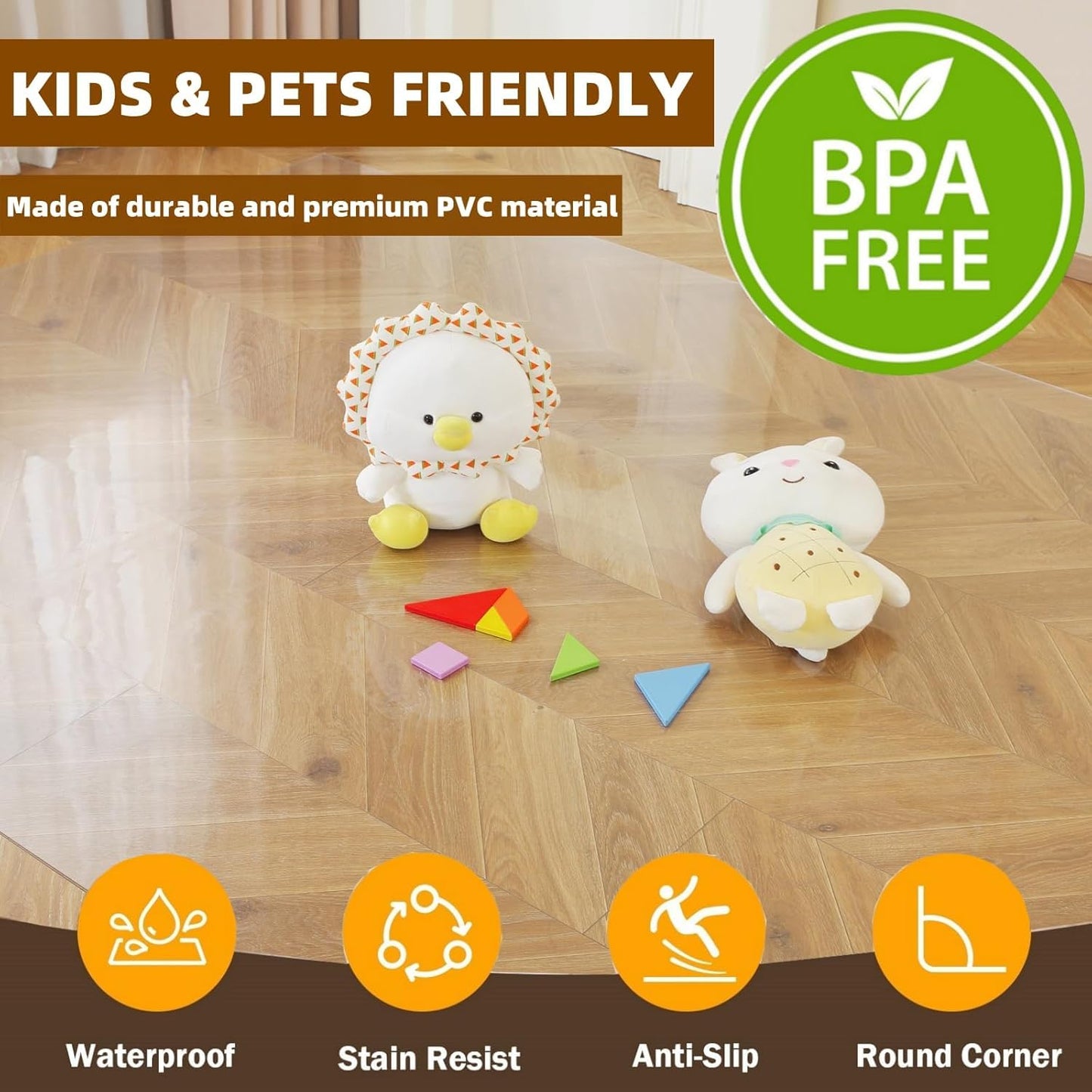 Royhom Plastic Floor Protector for 0ffice Chair, Clear Chair Mat for Hard floor, Transparent PVC Floor Mats 80x120cm, Gaming Chair Mat