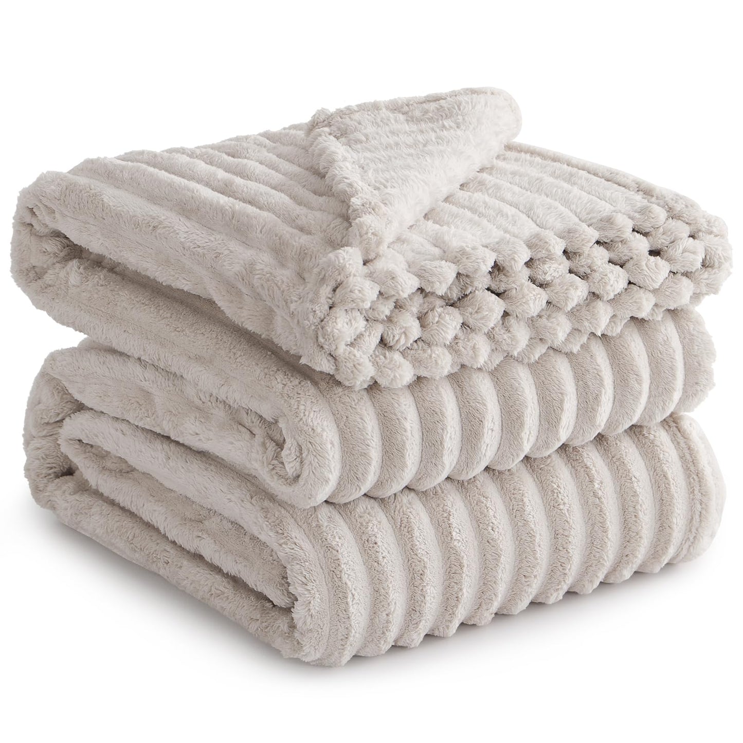 RUIKASI Fleece Throw Blanket for Sofa - King Size Fluffy Beige Throws for Sofas Extra Large, Soft Warm Blanket Throw for Couch, Luxury Decorative