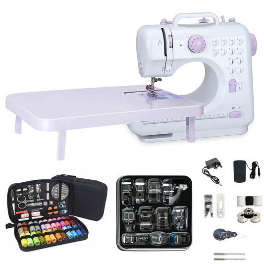505A Household Mini Sewing Machine, 12 Stitches Double Thread Electric Sewing Machine with 11pcs Presser Feet Set and 97pcs Sewing Kit for Kids Adults