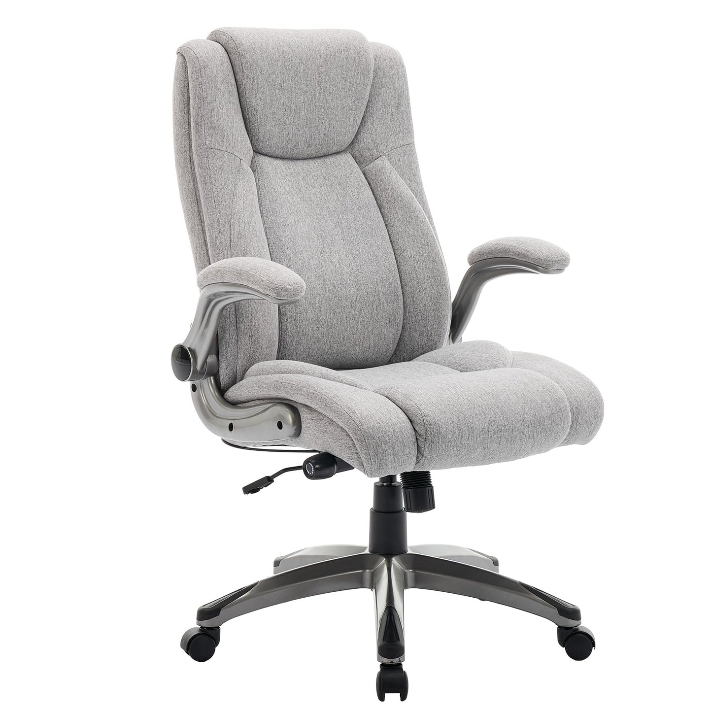 Ergonomic Executive Office Chair with Adjustable Lumbar Support, Flip-up Armrests, Double Padded Seat & Tilt Function
