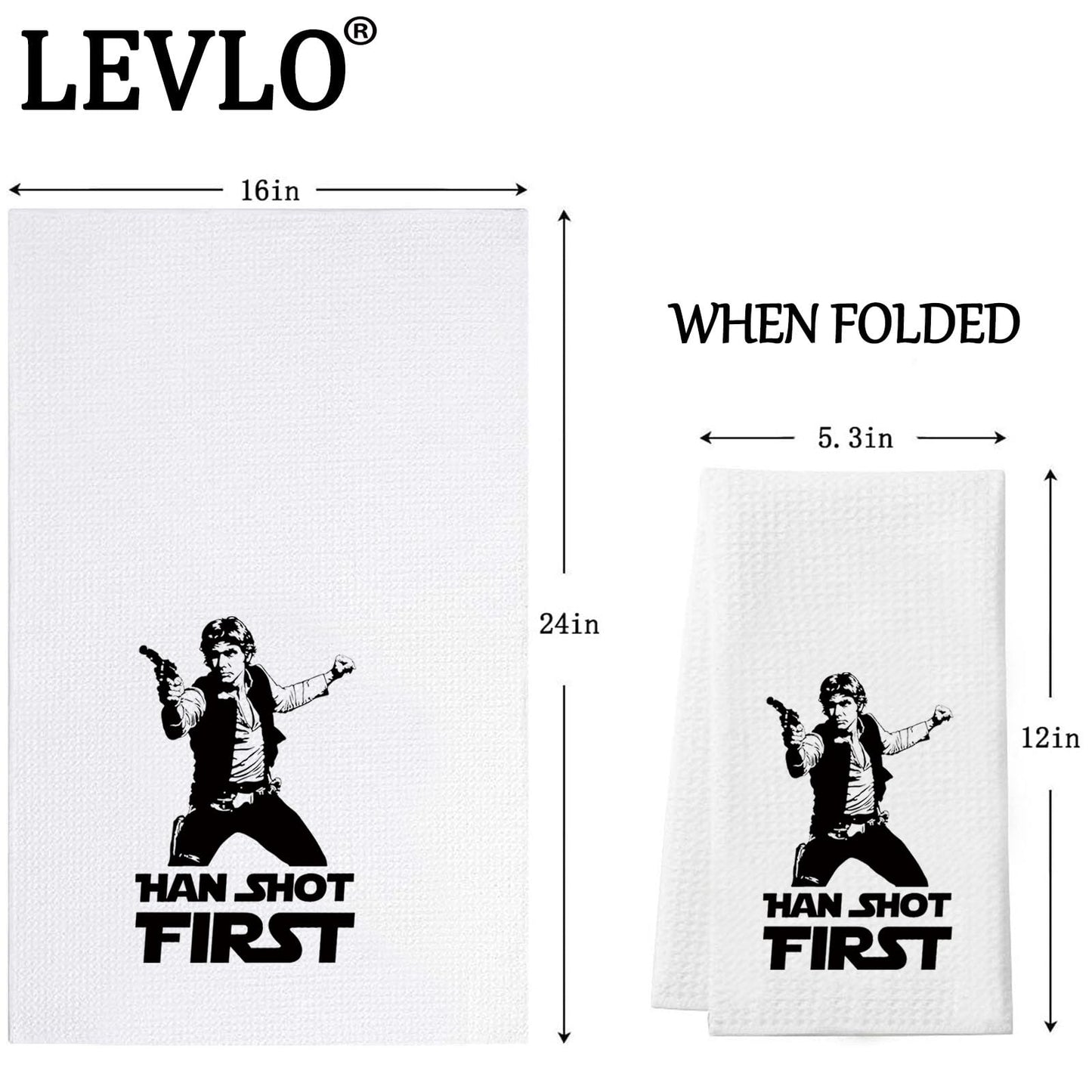 LEVLO Han Kitchen Towel Star Movie Fans Gift Han Shot First Tea Towel Han Merchandise (Han Shot First Towel)