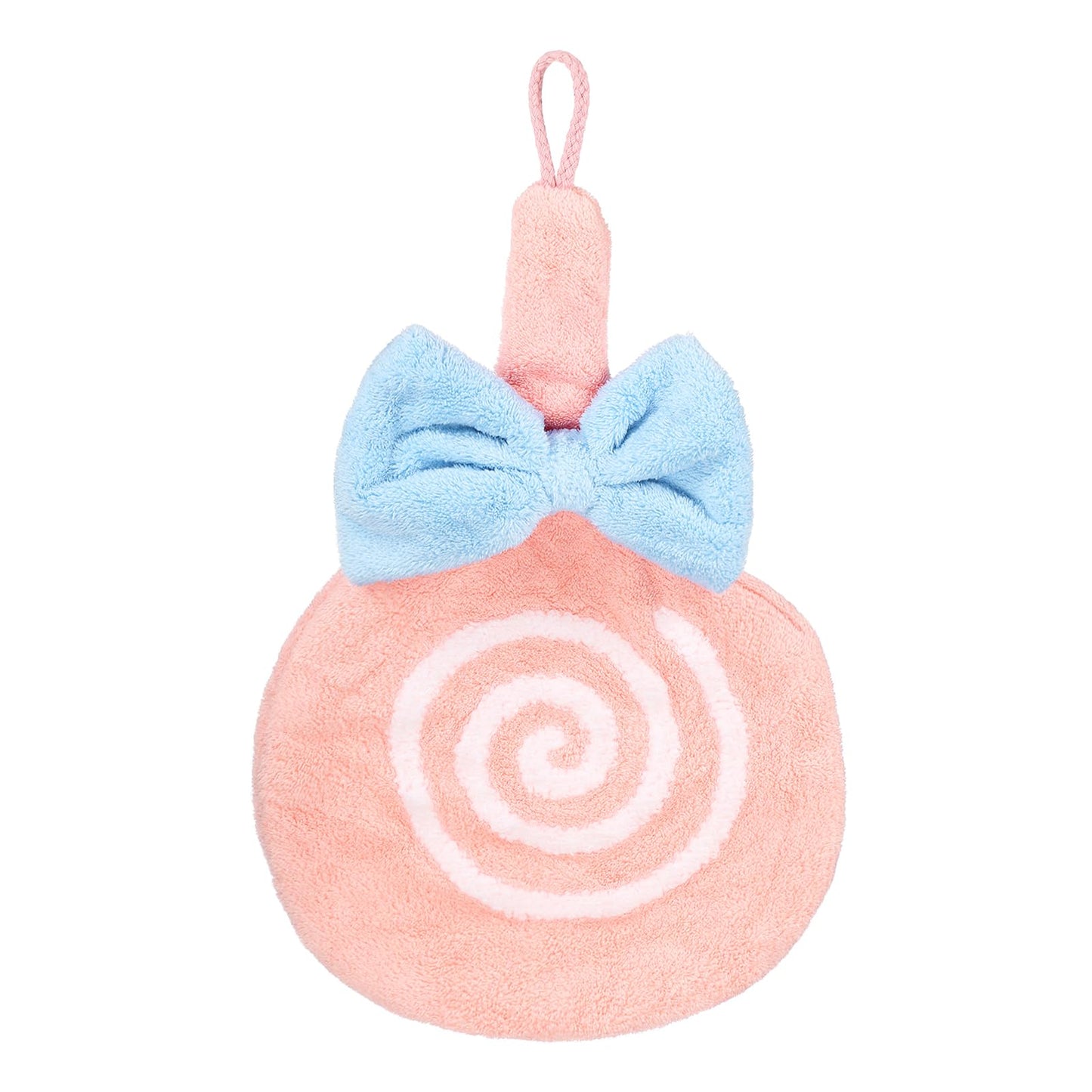 sourcing map Cute Hand Towels, Soft Coral Hanging Hand Towel with Hanging Loop, Lollipop Pattern, Highly Absorbent