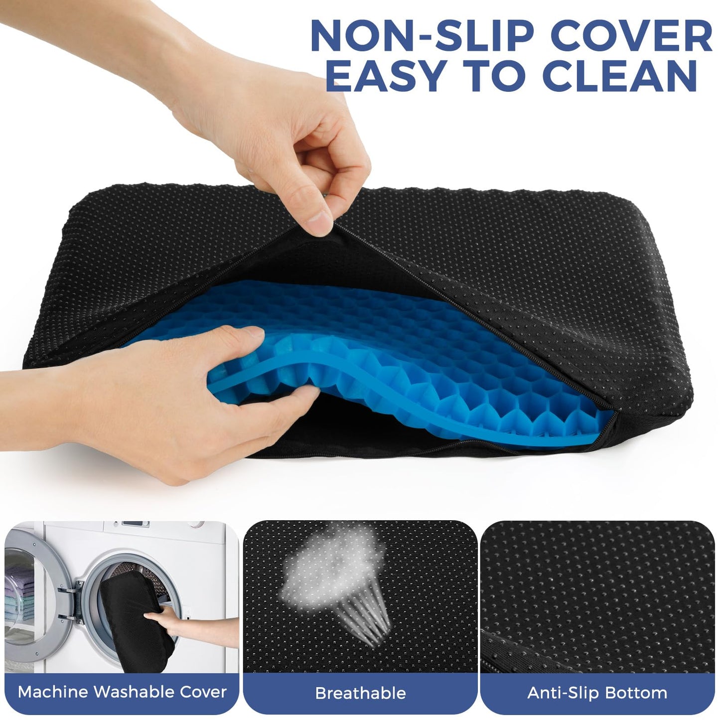 Nymblis Gel Seat Cushion, Honeycomb Cushion with Cloth Cover, Double Thick