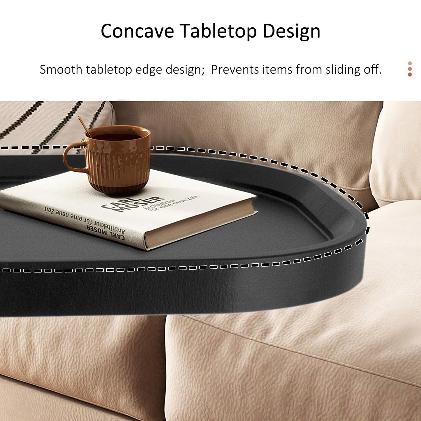 AYES Lifting Side Table 360° Swivel C Shaped End Table - TV Tray Table Narrow Concave Laptop Desk for Living Room Bedroom Bedside Nursing Sofa