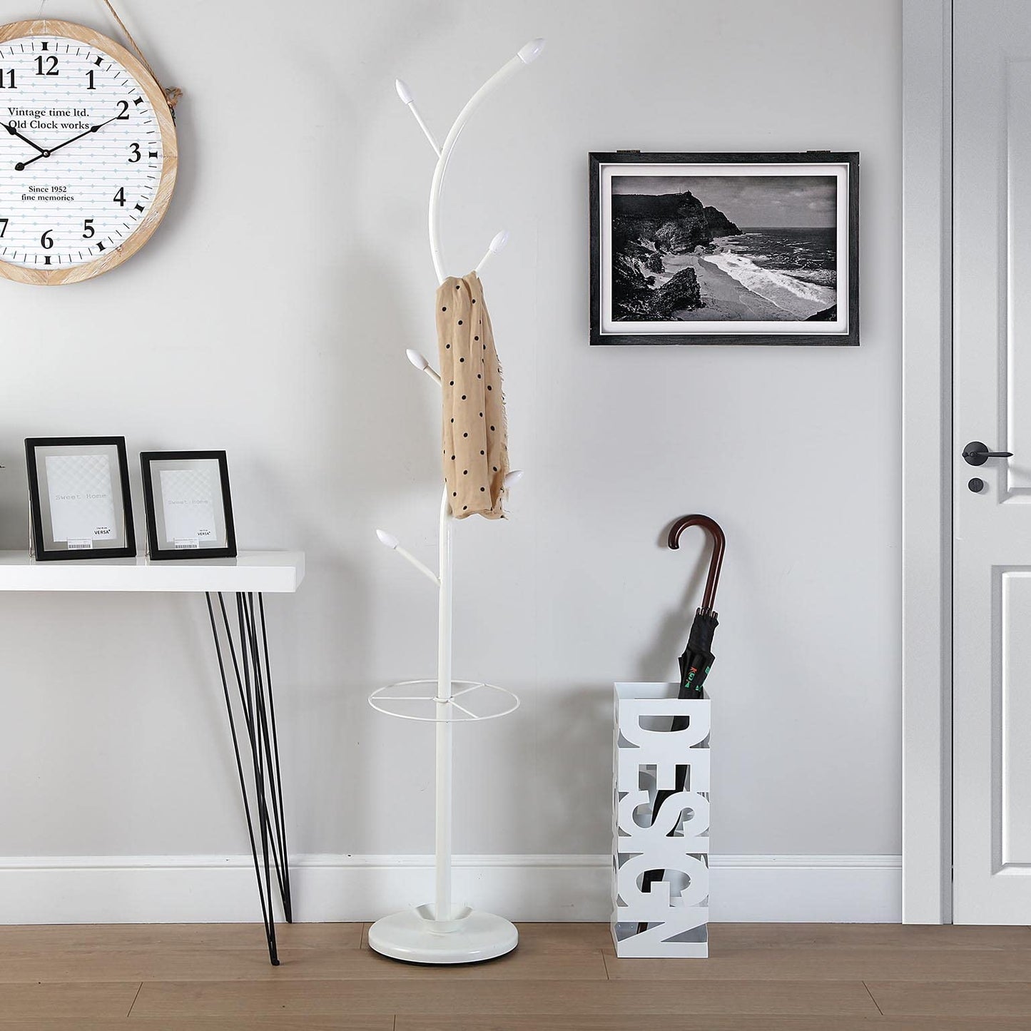 Versa 187903 Coat Stand white, 185 x 30 x 30 cm