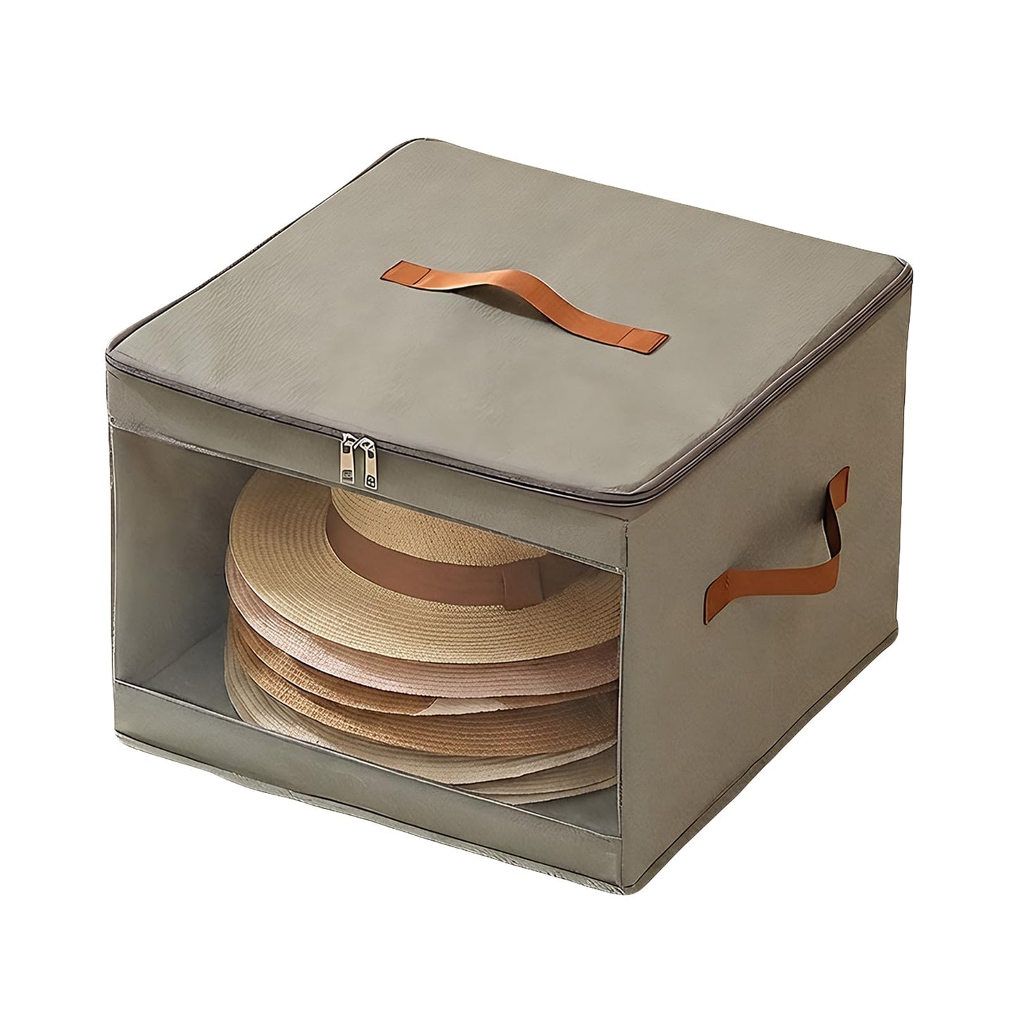 Underbed Storage Box with Zip Foldable Cowboy Hat Storage Boxes Grey