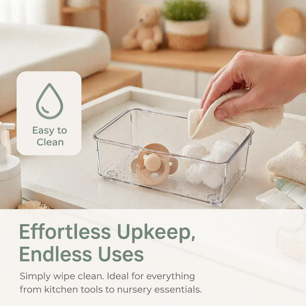 6 Pcs Clear Drawer Organiser Trays, Versatile Acrylic Drawer Dividers & Storage Bins, Non-Slip Makeup Organiser